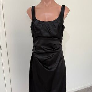 Boston Proper Black Ruched Sheath Midi Dress